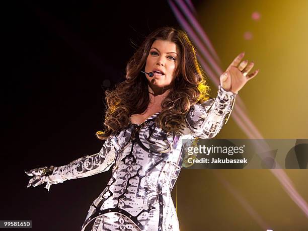 American singer Fergie of the US-American hip-hop band Black Eyed Peas performs live during a concert at the O2 World on May 15, 2010 in Berlin,...