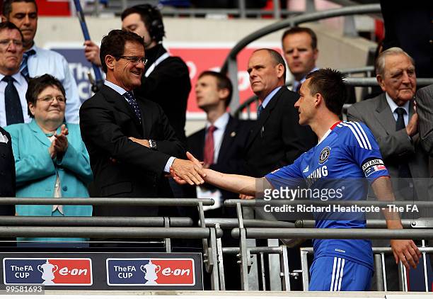 England Manager Fabio Capello shakes hands with John Terry of Chelsea after the FA Cup sponsored by E.ON Final match between Chelsea and Portsmouth...