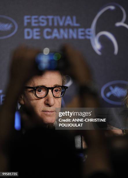 Director Woody Allen speaks during the press conference of "You Will Meet a Tall Dark Stranger" presented out of competition at the 63rd Cannes Film...