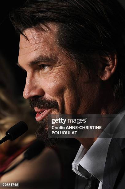 Actor Josh Brolin speaks during the press conference of "You Will Meet a Tall Dark Stranger" presented out of competition at the 63rd Cannes Film...