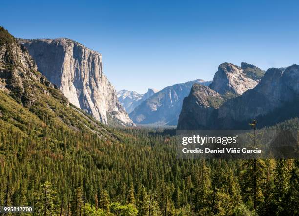 yosemite valley and the sierra nevada mountains in california, united states. scenic mountain vista. - yosemite daniel stock-fotos und bilder