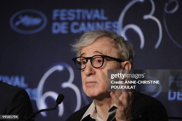 Director Woody Allen speaks during the press conference of "You Will Meet a Tall Dark Stranger" presented out of competition at the 63rd Cannes Film...