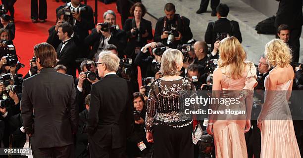 Josh Brolin, Woody Allen, Gemma Jones, Lucy Punch and Naomi Watts leave the "You Will Meet A Tall Dark Stranger" Premiere at the Palais des Festivals...