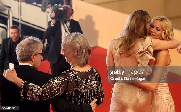 Woody Allen, Gemma Jones, Lucy Punch and Naomi Watts leave the "You Will Meet A Tall Dark Stranger" Premiere at the Palais des Festivals during the...