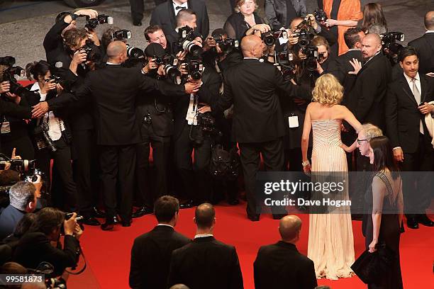 Naomi Watts leave the "You Will Meet A Tall Dark Stranger" Premiere at the Palais des Festivals during the 63rd Annual Cannes Film Festival on May...