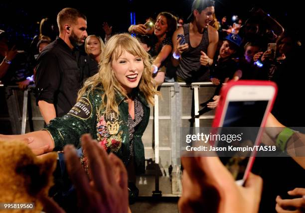 Taylor Swift performs onstage during the Taylor Swift reputation Stadium Tour at FedExField on July 10, 2018 in Landover, Maryland.