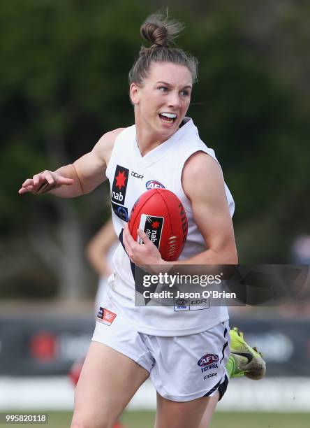 Vic Country's Sophie Van De Huevel in action during the AFLW U18 Championships match between Vic Country and Central Allies at Broadbeach Sports Club...
