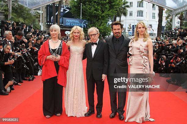 British actress Gemma Jones, British-born Australian Naomi Watts, US director Woody Allen, US actor Josh Brolin and British actress Lucy Punch arrive...