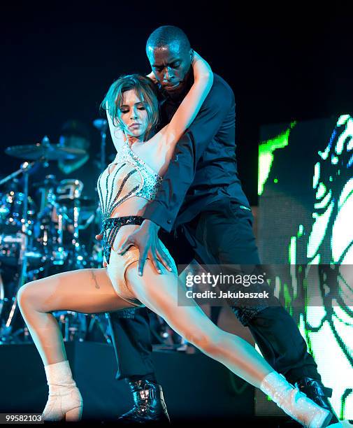 British singer Cheryl Cole performs live during a concert in support of The Black Eyed Peas at the O2 World on May 15, 2010 in Berlin, Germany.