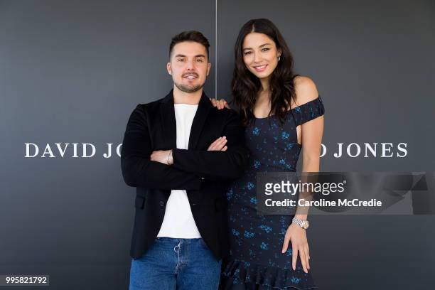 Johnny Schembri and Jessica Gomes attend the David Jones Spring Summer 18 Collections Launch Model Castings on July 11, 2018 in Sydney, Australia.