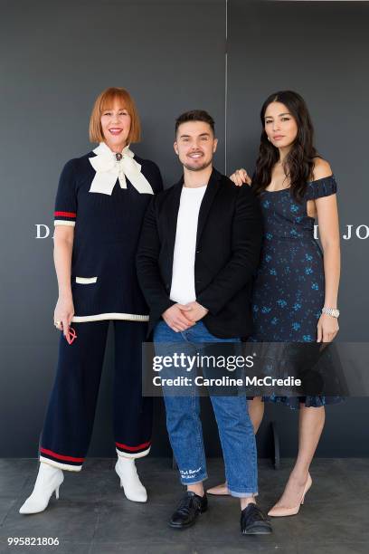 Kimberly Gardner, Jessica Gomes and Johnny Schembri attend the David Jones Spring Summer 18 Collections Launch Model Castings on July 11, 2018 in...