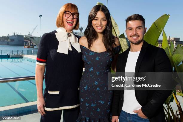 Kimberly Gardner, Jessica Gomes and Johnny Schembri attend the David Jones Spring Summer 18 Collections Launch Model Castings on July 11, 2018 in...