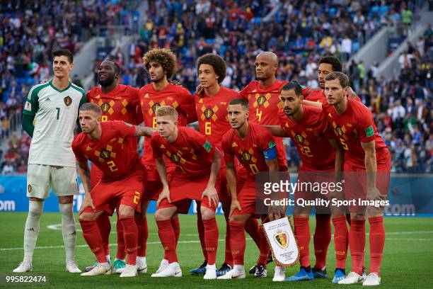 Belgium team line up prior the 2018 FIFA World Cup Russia Semi Final match between Belgium and France at Saint Petersburg Stadium on July 10, 2018 in...