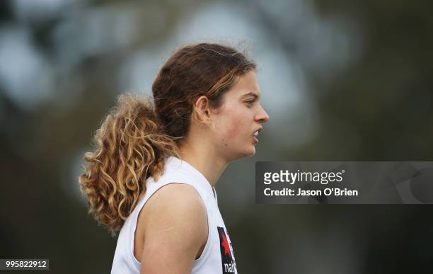 Vic Country's Nina Morrison in action during the AFLW U18 Championships match between Vic Country and Central Allies at Broadbeach Sports Club on...
