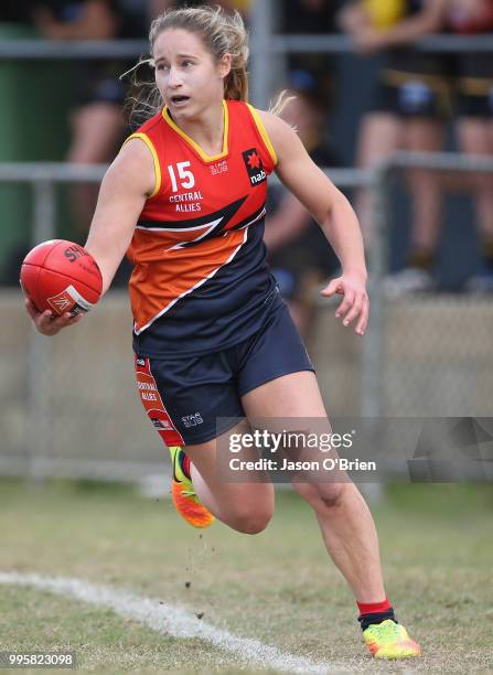 Central's Nikki Gore during the AFLW U18 Championships match between Vic Country and Central Allies at Broadbeach Sports Club on July 11, 2018 in...
