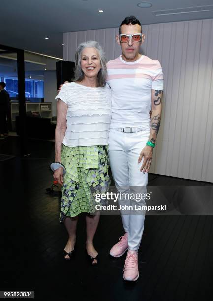 President and founder of Publicolor Ruth Shuman and designer/dj Karim Rashid attends Publicolor Top Coat Party on July 10, 2018 in New York City.