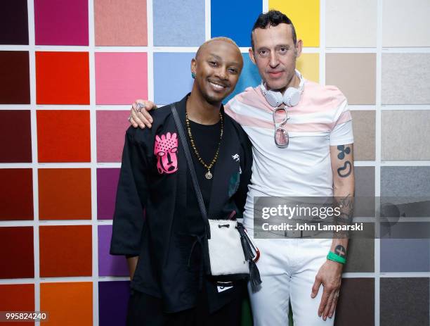 Designers Jerome Lamaar and Karim Rashid attend Publicolor Top Coat Party on July 10, 2018 in New York City.