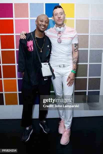 Designers Jerome Lamaar and Karim Rashid attend Publicolor Top Coat Party on July 10, 2018 in New York City.