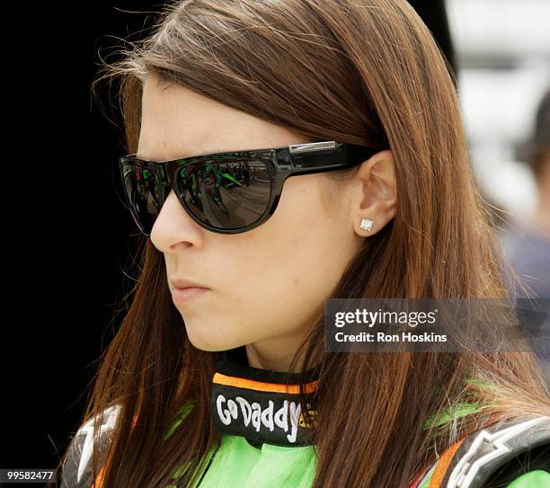 Danica Patrick of Andretti Autosport watches on as her crew readies her car during opening day at the Indianapolis Motor Speedway on May 15, 2010 in...