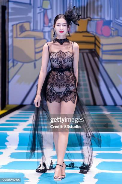 Model showcases designs by Yanbu Intimate Wear during the Hong Kong Fashion Week 2018 Spring/Summer at the Hong Kong Convention and Exhibition...