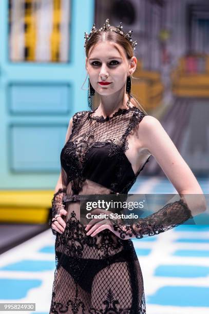 Model showcases designs by Yanbu Intimate Wear during the Hong Kong Fashion Week 2018 Spring/Summer at the Hong Kong Convention and Exhibition...