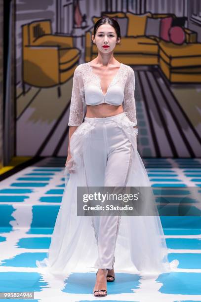 Model showcases designs by Yanbu Intimate Wear during the Hong Kong Fashion Week 2018 Spring/Summer at the Hong Kong Convention and Exhibition...