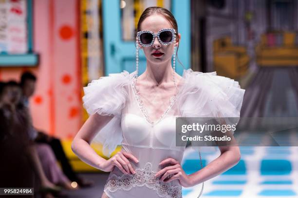 Model showcases designs by Yanbu Intimate Wear during the Hong Kong Fashion Week 2018 Spring/Summer at the Hong Kong Convention and Exhibition...