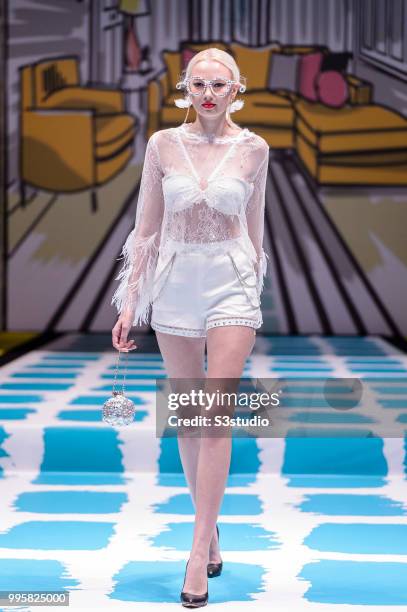 Model showcases designs by Yanbu Intimate Wear during the Hong Kong Fashion Week 2018 Spring/Summer at the Hong Kong Convention and Exhibition...