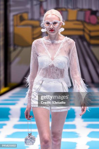 Model showcases designs by Yanbu Intimate Wear during the Hong Kong Fashion Week 2018 Spring/Summer at the Hong Kong Convention and Exhibition...