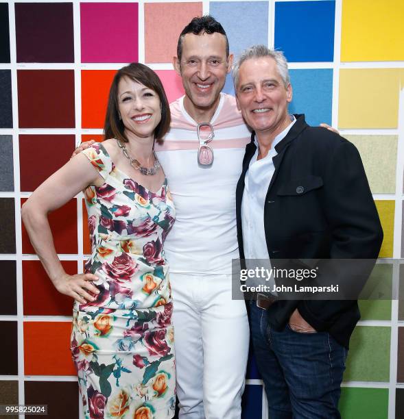 Paige Davis, designer Karim Rashid and Doug Wilson attend Publicolor Top Coat Party on July 10, 2018 in New York City.