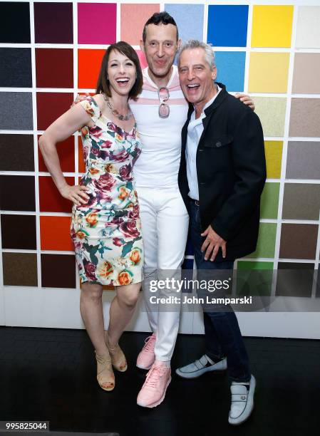 Paige Davis, designer Karim Rashid and Doug Wilson attend Publicolor Top Coat Party on July 10, 2018 in New York City.