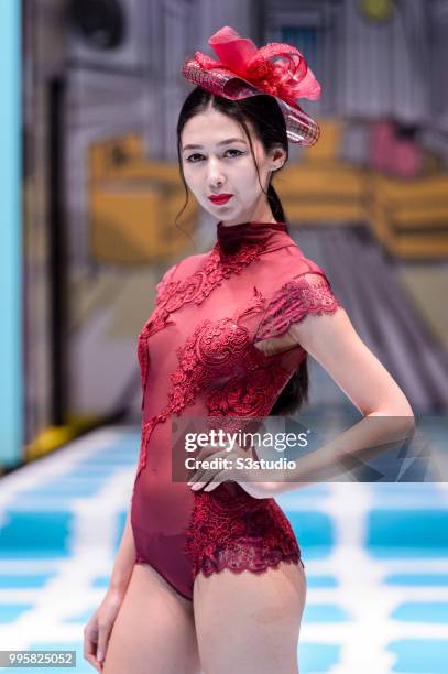 Model showcases designs by Yanbu Intimate Wear during the Hong Kong Fashion Week 2018 Spring/Summer at the Hong Kong Convention and Exhibition...