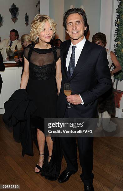 Actress Meg Ryan and Producer Lawrence Bender attend the Vanity Fair and Gucci Party Honoring Martin Scorsese during the 63rd Annual Cannes Film...