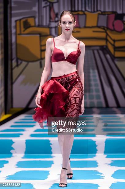 Model showcases designs by Yanbu Intimate Wear during the Hong Kong Fashion Week 2018 Spring/Summer at the Hong Kong Convention and Exhibition...