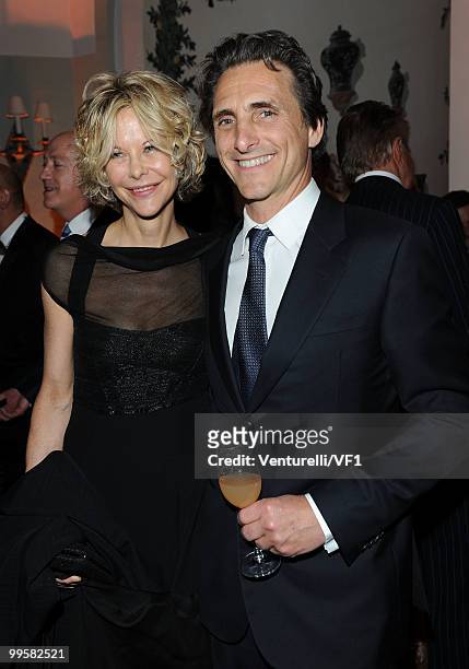 Actress Meg Ryan and Producer Lawrence Bender attend the Vanity Fair and Gucci Party Honoring Martin Scorsese during the 63rd Annual Cannes Film...