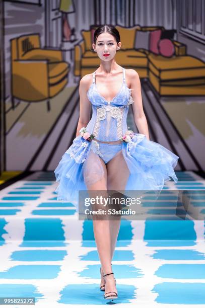 Model showcases designs by Yanbu Intimate Wear during the Hong Kong Fashion Week 2018 Spring/Summer at the Hong Kong Convention and Exhibition...