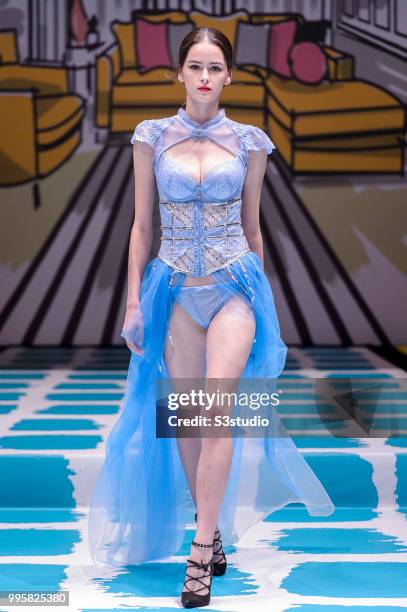 Model showcases designs by Yanbu Intimate Wear during the Hong Kong Fashion Week 2018 Spring/Summer at the Hong Kong Convention and Exhibition...