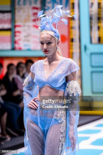 Model showcases designs by Yanbu Intimate Wear during the Hong Kong Fashion Week 2018 Spring/Summer at the Hong Kong Convention and Exhibition...