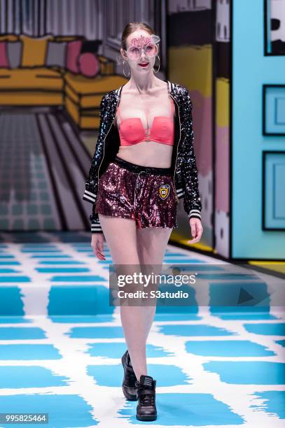 Model showcases designs by Yanbu Intimate Wear during the Hong Kong Fashion Week 2018 Spring/Summer at the Hong Kong Convention and Exhibition...