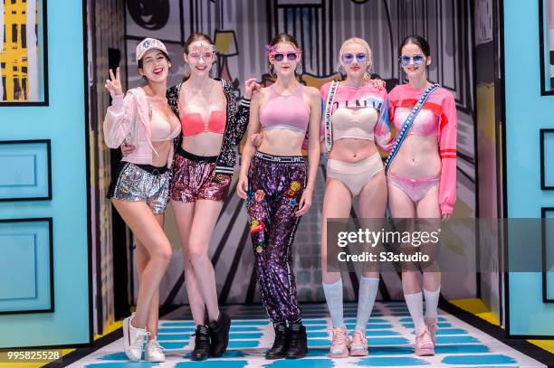 Models showcase designs by Yanbu Intimate Wear during the Hong Kong Fashion Week 2018 Spring/Summer at the Hong Kong Convention and Exhibition...