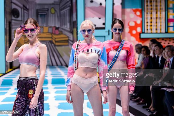Models showcase designs by Yanbu Intimate Wear during the Hong Kong Fashion Week 2018 Spring/Summer at the Hong Kong Convention and Exhibition...