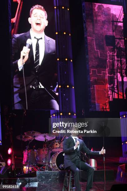 Michael Buble performs at the O2 Arena on May 15, 2010 in London, England.