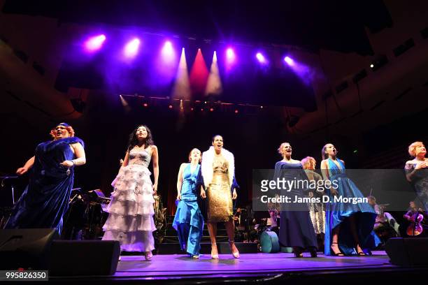 Some of Australia's finest musical theatre stars during a media call for Funny Girl - The Musical In Concert at the Sydney Opera House on July 11,...