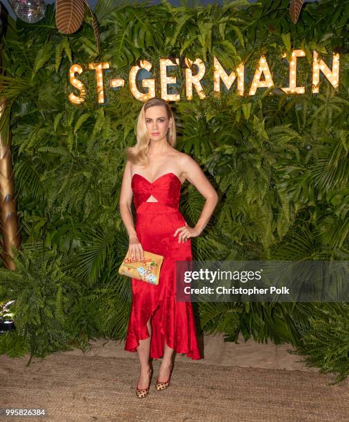 January Jones arrives to the 2nd Annual Maison St-Germain event at Little Beach House on July 10, 2018 in Malibu, California.