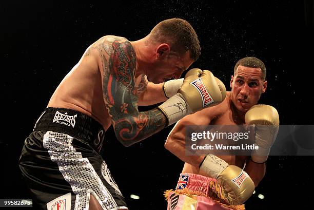 James Degale fights Sam Horton en route to winning the WBA International Super - Middleweight Championship at Boleyn Ground on May 15, 2010 in...