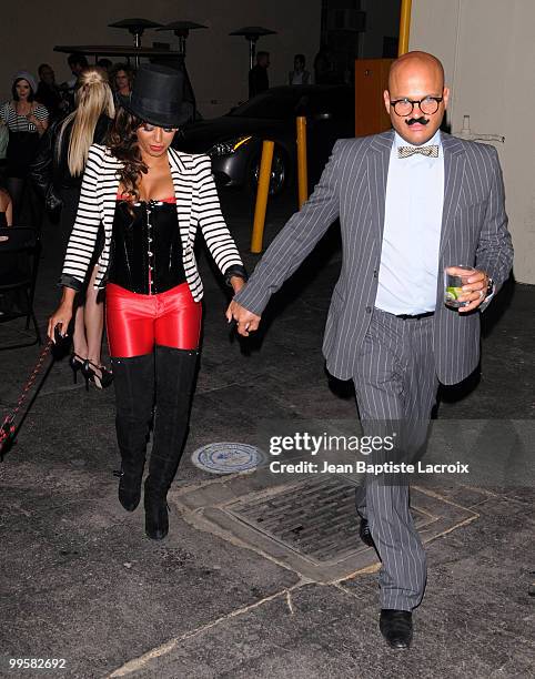 Melanie Brown and Stephen Belafonte attend Perez Hilton's "Carn-Evil" Theatrical Freak and Funk 32nd birthday party at Paramount Studios on March 27,...