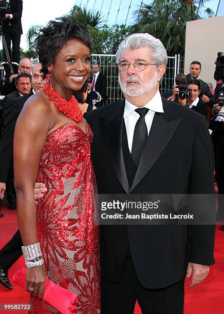 Mellody Hobson and George Lucas attend the Premiere of 'Wall Street: Money Never Sleeps' held at the Palais des Festivals during the 63rd Annual...