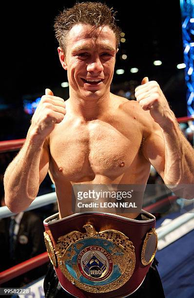 World Boxing Organization World Champion Michael Katsidis of Australia celebrates after defeating WBO Intercontinental Champion Kevin Mitchell in the...