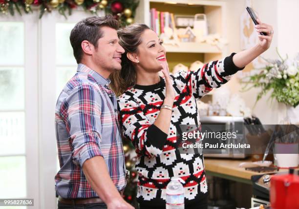 Actors Nick Lachey and Vanessa Lachey Ê,Selfie Detail, visit Hallmark's "Home & Family" celebrating "Christmas In July" at Universal Studios...