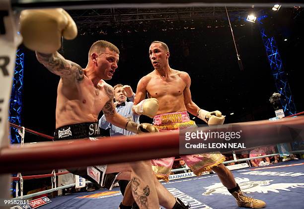 James Degale MBE knocks Sam Horton to the floor to take the vacant WBA International Super-Middleweight championship belt at the West Ham football...